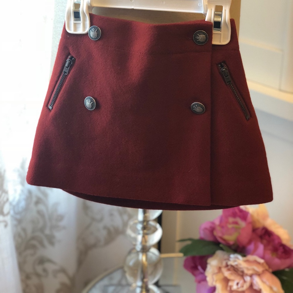 Bonpoint NWT Burgundy Wool Skirt